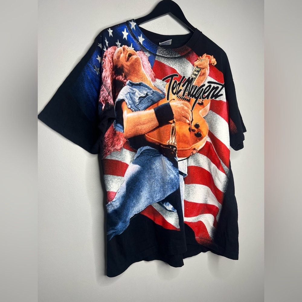 Vintage 90s Ted Nugent Concert T Shirt XL Single Stitch All Sport USA Americana - Picture 2 of 13